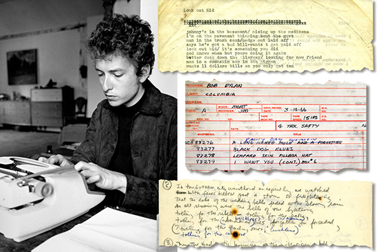 Bob Dylan working in a room above the Cafe Espresso in Woodstock, N.Y., in 1964