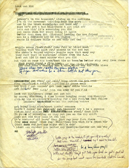 A version of Bob Dylan’s lyrics to "Subterranean Homesick Blues."
Credit Via the Bob Dylan Archive