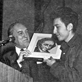 Bob Dylan accepting Tom Paine Award